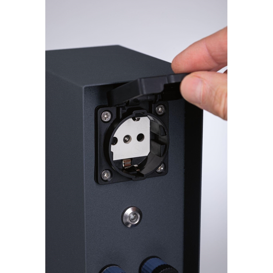 Paulmann 94701 - Outdoor-Steckdosensäule mit Dämmerungssensor RIO 2Z SCHUKO 230V IP44