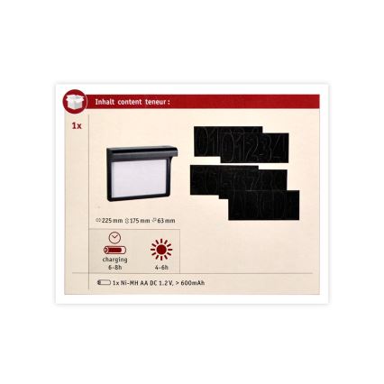 Paulmann 95388 - LED/0,05W IP44 Solar-Hausnummer mit Sensor DAYTON 1,2V 600 mAh