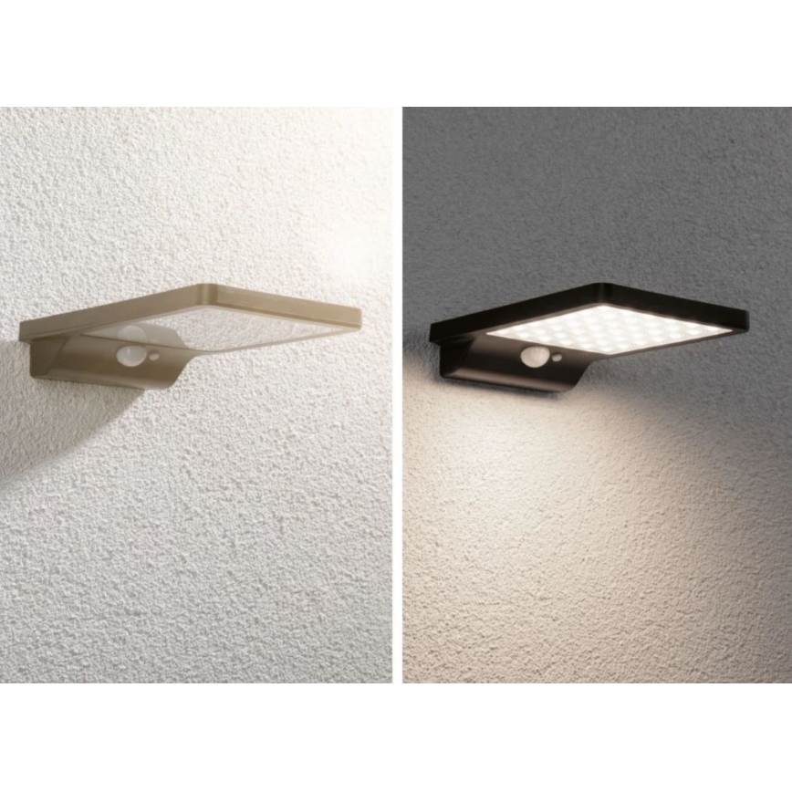 Paulmann 95393 - LED/4W IP44 Dimmbares solarbetriebenes Wandleuchte mit Sensor SOLVEIG 3,7V 2000 mAh