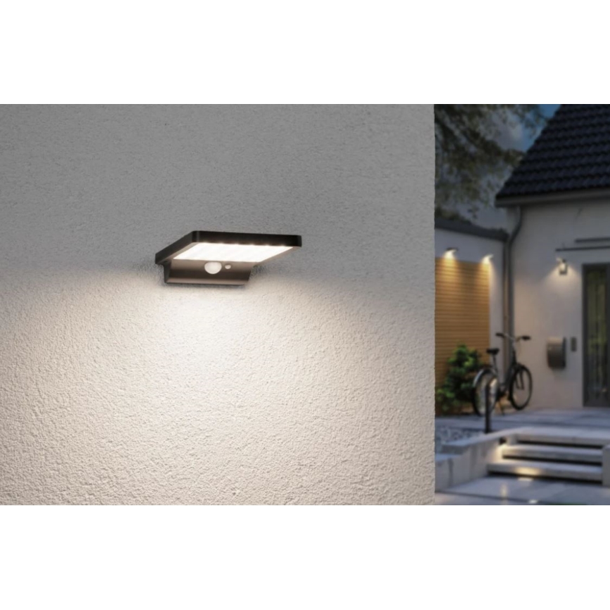 Paulmann 95393 - LED/4W IP44 Dimmbare Solar-Wandleuchte mit Sensor SOLVEIG 3,7V 2000 mAh