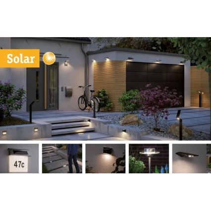 Paulmann 95393 - LED/4W IP44 Dimmbare Solar-Wandleuchte mit Sensor SOLVEIG 3,7V 2000 mAh