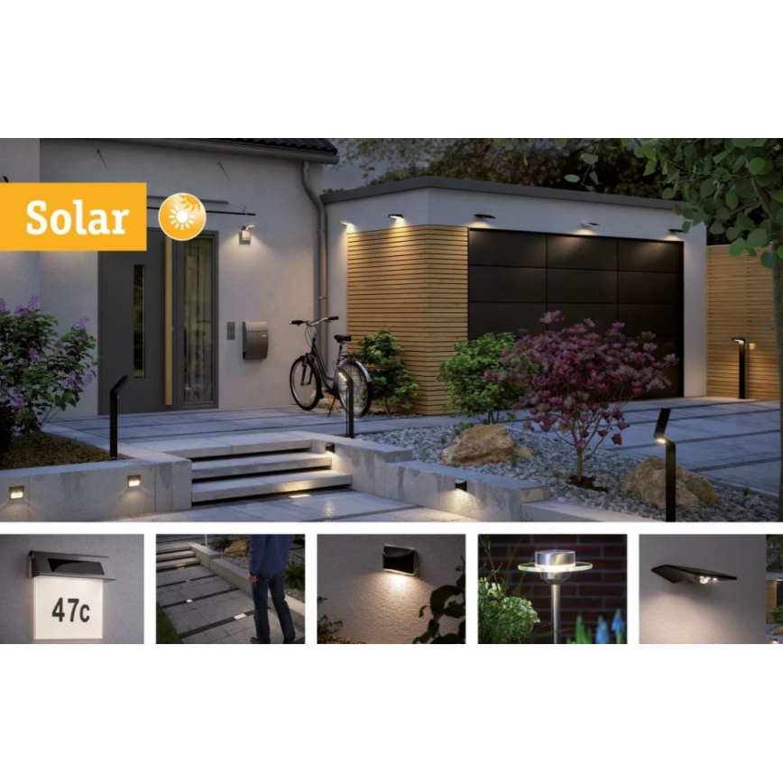 Paulmann 95393 - LED/4W IP44 Dimmbare Solar-Wandleuchte mit Sensor SOLVEIG 3,7V 2000 mAh