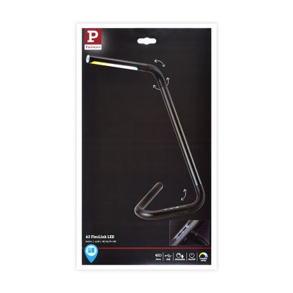 Paulmann 95424 - LED/4,5W Dimmbares Touch-Tischlicht FLEXLINK 5V/USB 4400 mAh Schwarz