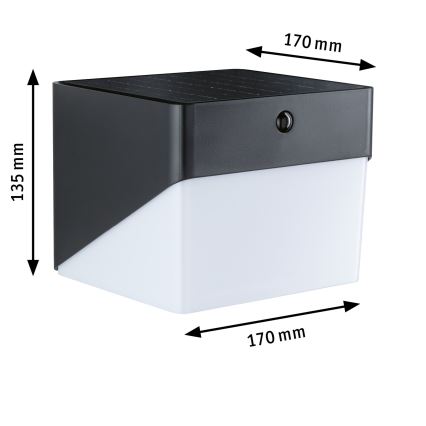 Paulmann 95746 - LED/2,3W IP44 Solar-Wandleuchte mit Sensor EILEEN 3,7/230V 4000 mAh schwarz
