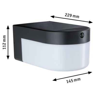 Paulmann 95747 - LED/2,3W IP44 Solar-Wandleuchte mit Sensor CALYNE 3,7/230V 4000 mAh schwarz
