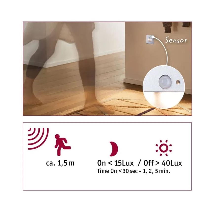 Paulmann  93134 - LED/1,2W Treppenleuchte mit Sensor EDGE 230V matt Chrom