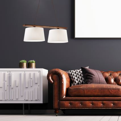 Pendelleuchte AIDA an Kabel, 2xE27/60W/230V, Ø 35 cm, Eiche/Nussbaum