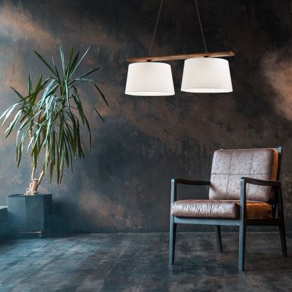 Pendelleuchte AIDA an Kabel, 2xE27/60W/230V, Ø 35 cm, Eiche/Nussbaum