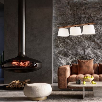 Pendelleuchte AIDA mit Kabel, 3×E27/60W/230V, Ø 25 cm, Eiche/Nussbaum