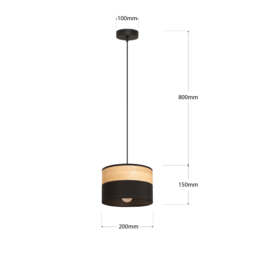 Pendelleuchte ALBA an Kabel 1xE27/15W/230V Ø 20 cm schwarz/braun