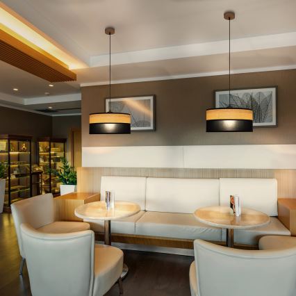 Pendelleuchte ALBA an Kabel 1xE27/15W/230V Ø 45 cm schwarz/braun