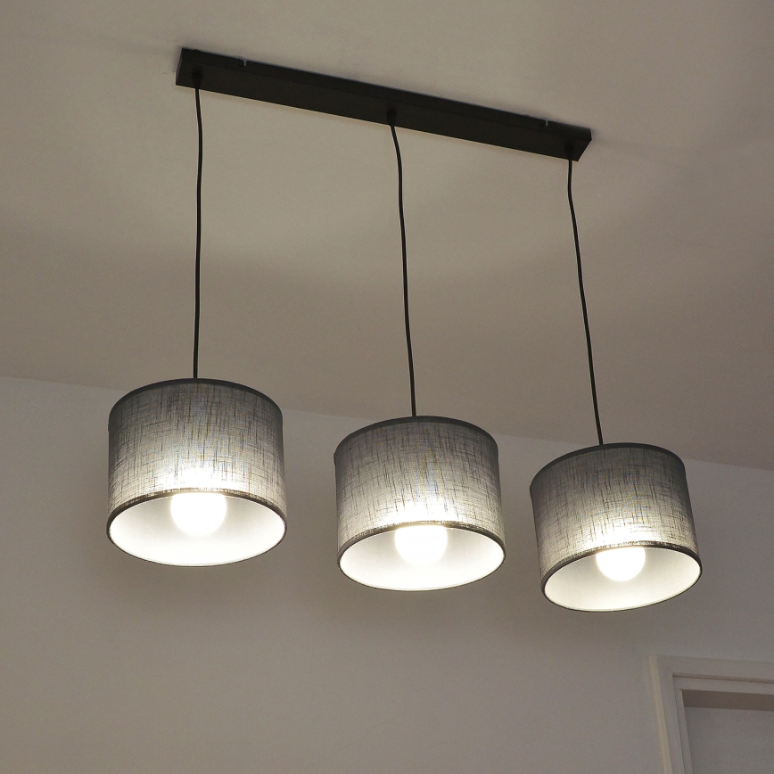 Pendelleuchte ALBA mit Kabelaufhängung, 3xE27/15W/230V, grau