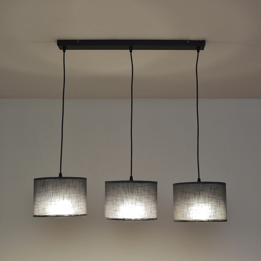 Pendelleuchte ALBA mit Kabelaufhängung, 3xE27/15W/230V, grau