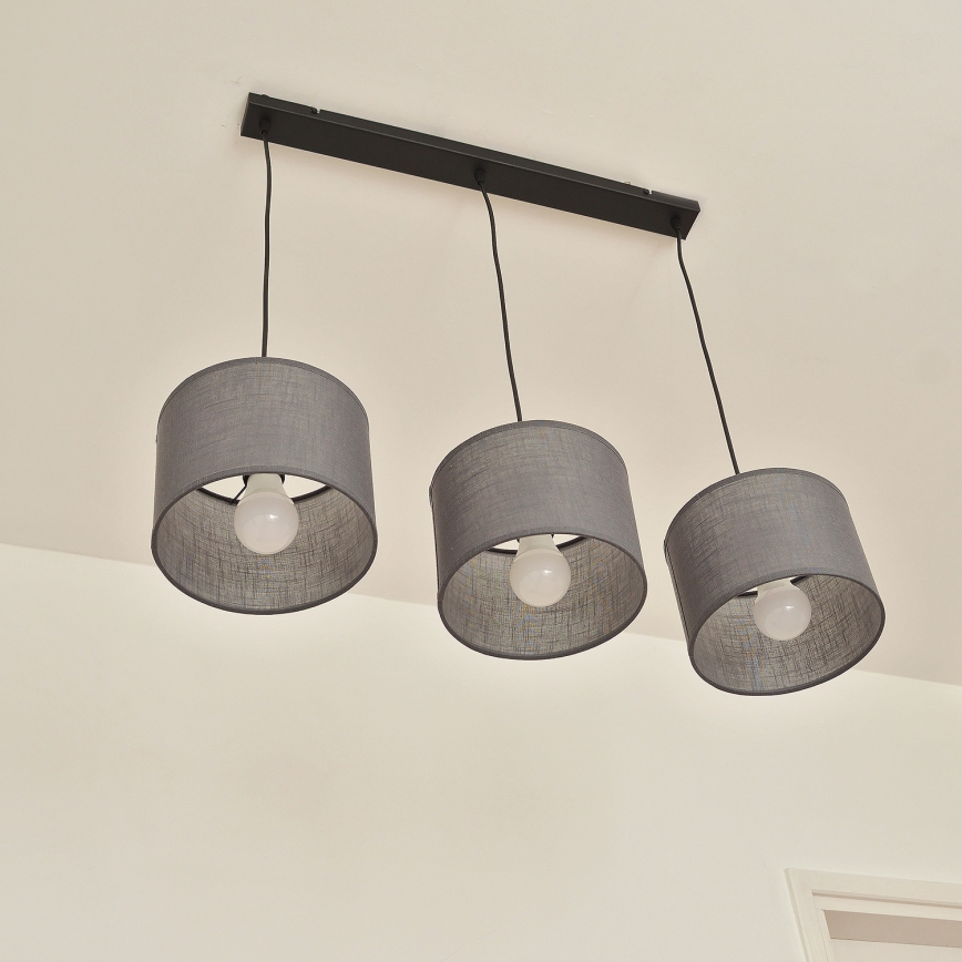 Pendelleuchte ALBA mit Kabelaufhängung, 3xE27/15W/230V, grau