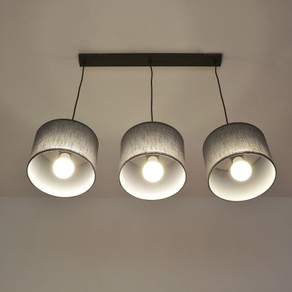Pendelleuchte ALBA mit Kabelaufhängung, 3xE27/15W/230V, grau