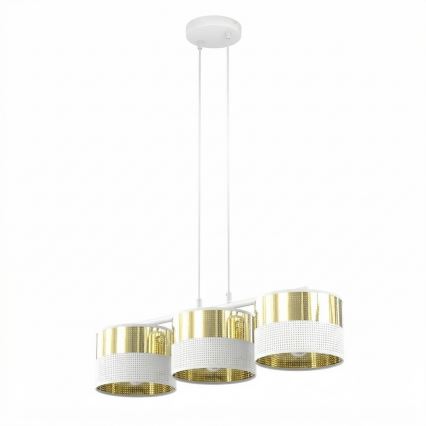 Pendelleuchte an Drahtseil LUX 3xE27/15W/230V weiß/gold