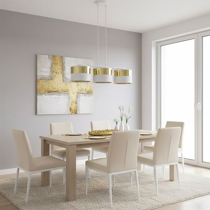 Pendelleuchte an Drahtseil LUX 3xE27/15W/230V weiß/gold