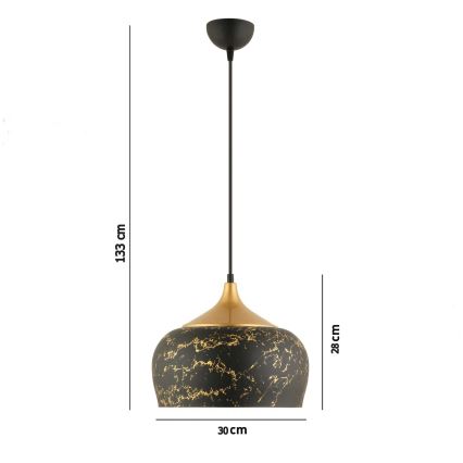 Pendelleuchte an Drahtseil MONZA 1xE27/40W/230V Ø 30 cm schwarz/bronze