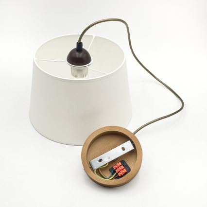 Pendelleuchte an Kabel AIDA 1xE27/60W/230V Ø 25 cm Eiche/Braun/Weiß