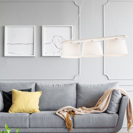 Pendelleuchte an Kabel AIDA 3xE27/60W/230V Eiche/Weiß