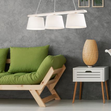 Pendelleuchte an Kabel AIDA 3xE27/60W/230V Eiche/Weiß