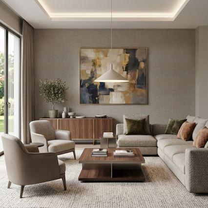 Pendelleuchte an Kabel ANEGA 1xGX53/15W/230V Ø 50 cm beige