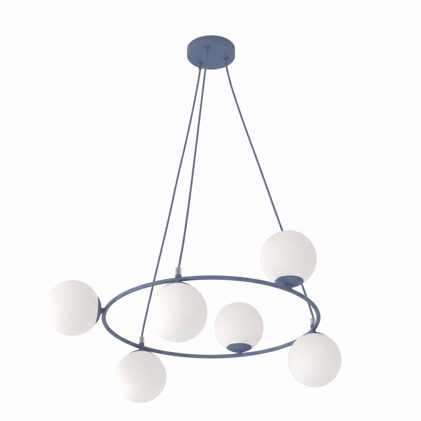 Pendelleuchte an Kabel AZURA 6xE14/10W/230V blau/weiß