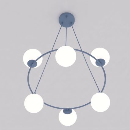 Pendelleuchte an Kabel AZURA 6xE14/10W/230V blau/weiß