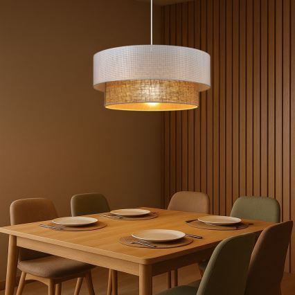 Pendelleuchte an Kabel BORHO 1xE27/60W/230V weiß/Jute