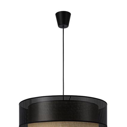 Pendelleuchte an Kabel BORHO 1xE27/60W/230V Ø 40 cm schwarz/jute