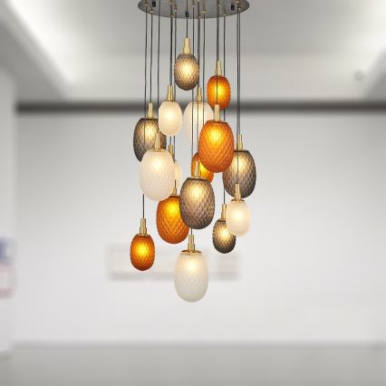 Pendelleuchte an Kabel CACTUS 16xG9/5W/230V kupferfarben/grau/weiß