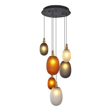 Pendelleuchte an Kabel CACTUS 6xG9/5W/230V kupfer/grau/weiß