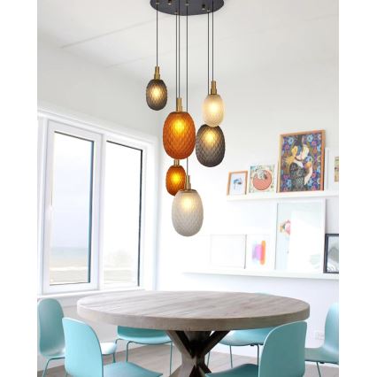 Pendelleuchte an Kabel CACTUS 6xG9/5W/230V kupfer/grau/weiß