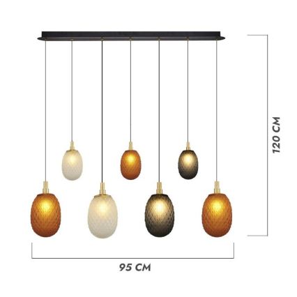 Pendelleuchte an Kabel CACTUS 7xG9/5W/230V kupfer/grau/weiß