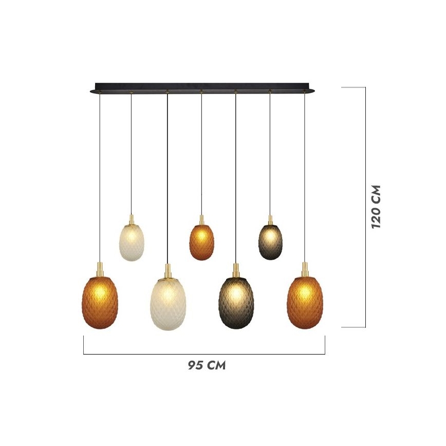 Pendelleuchte an Kabel CACTUS 7xG9/5W/230V kupfer/grau/weiß