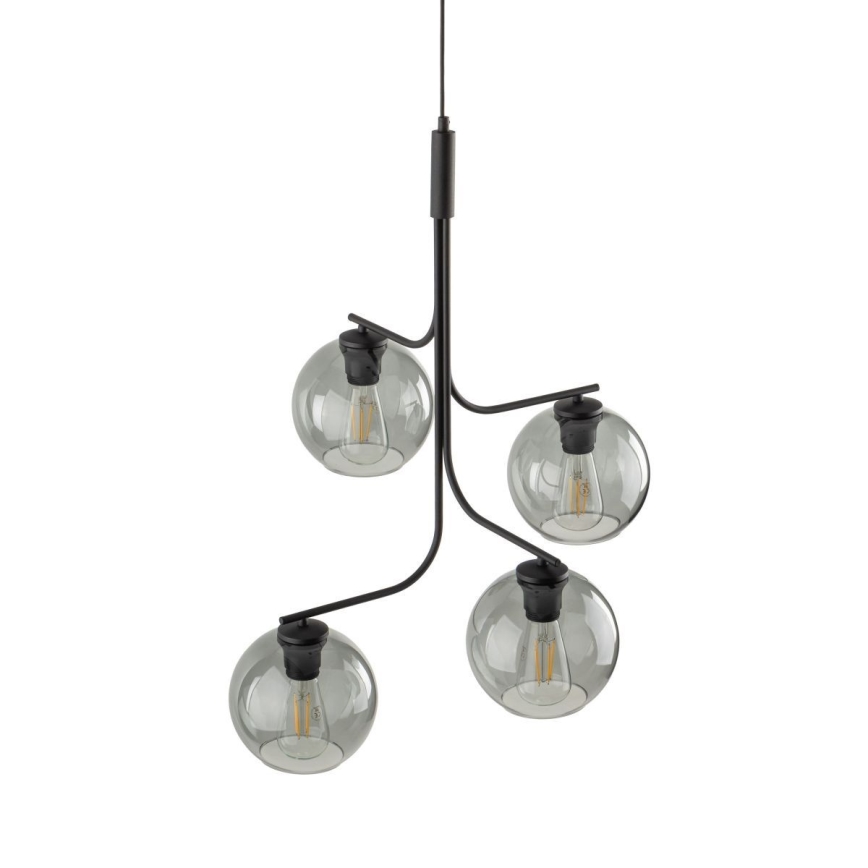 Pendelleuchte an Kabel CESAR 4xE27/15W/230V schwarz/rauchgrau