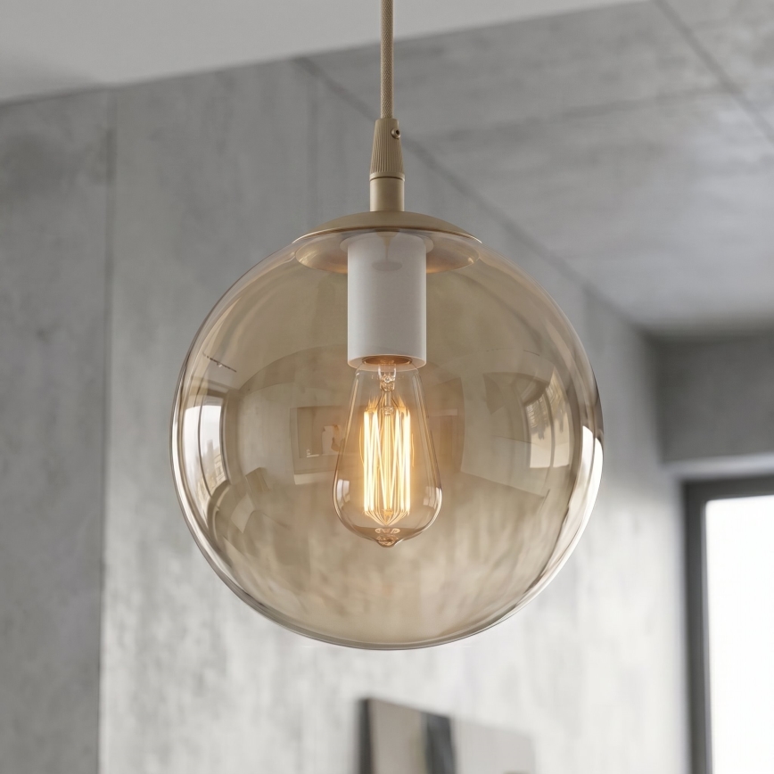 Pendelleuchte an Kabel COSMO 1xE14/10W/230V Ø 14 cm beige/rauchbeige