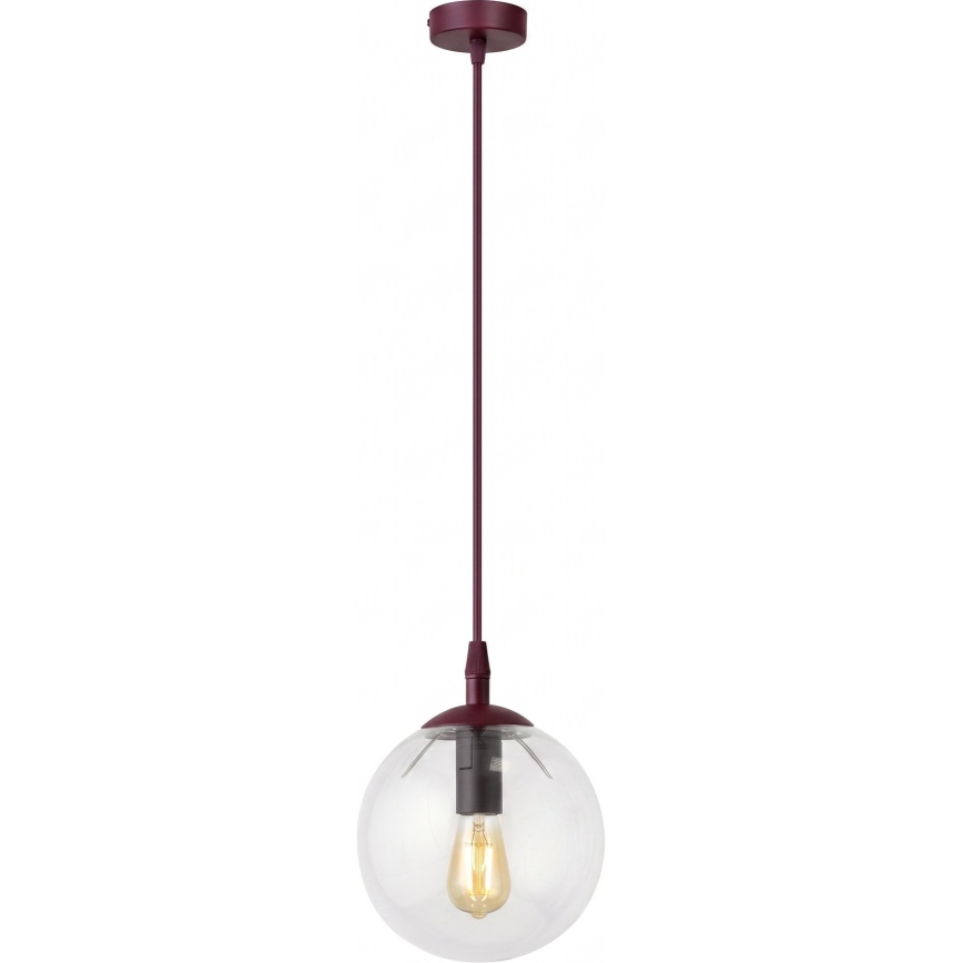 Pendelleuchte an Kabel COSMO 1xE14/10W/230V Ø 14 cm rot/klar