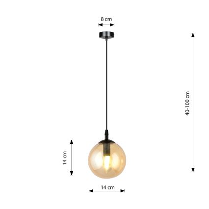 Pendelleuchte an Kabel COSMO 1xE14/10W/230V Ø 14 cm schwarz/rauchbeige
