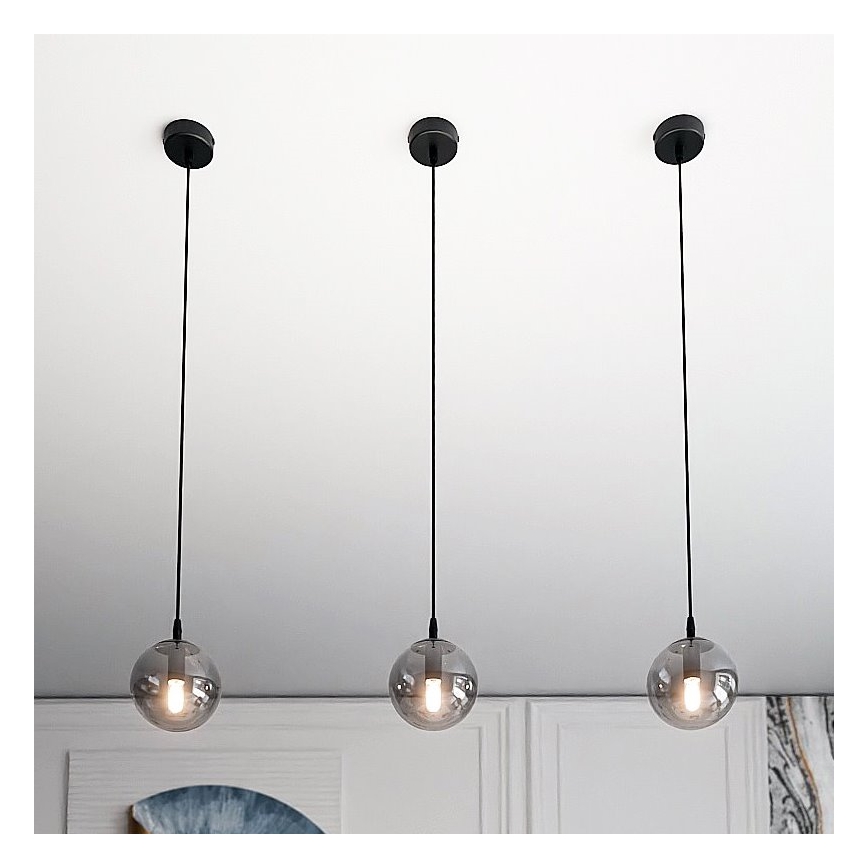 Pendelleuchte an Kabel COSMO 1xE14/10W/230V Ø 14 cm schwarz/rauchschwarz