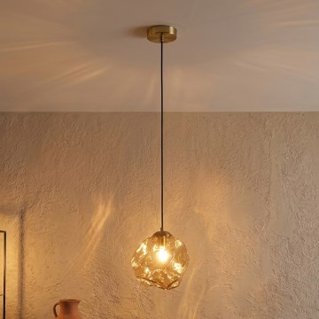 Pendelleuchte an Kabel CRISTAL 1xE14/15W/230V Messing/rauchiges Beige