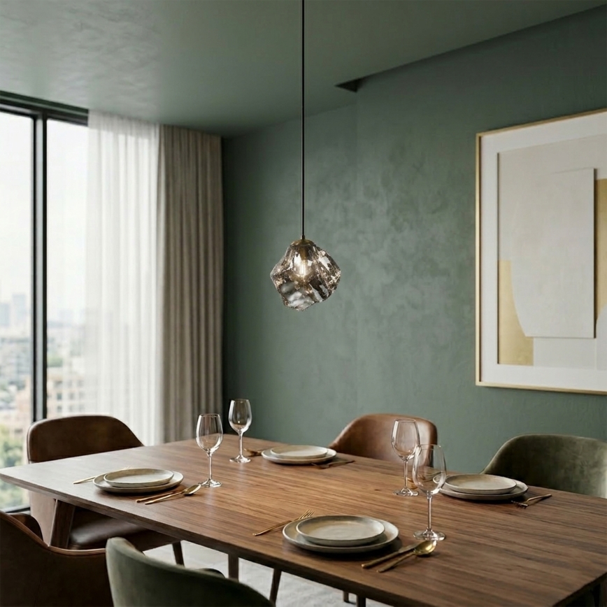 Pendelleuchte an Kabel CRISTAL 1xE14/15W/230V Messing/rauchschwarz