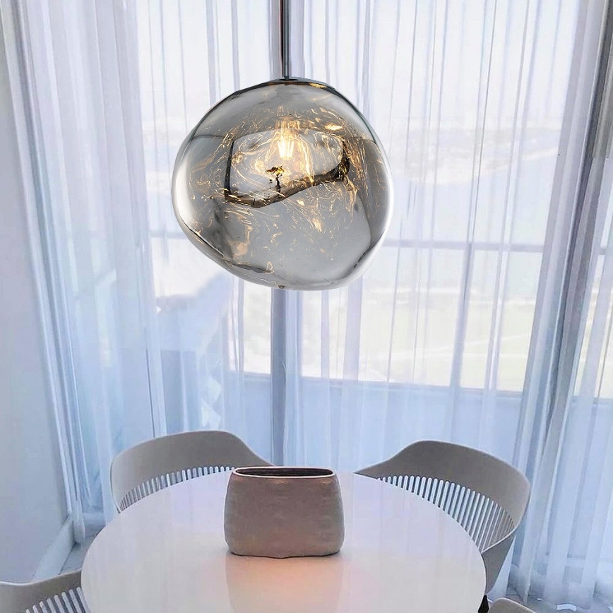 Pendelleuchte an Kabel CRUMPLED 1xE27/24W/230V Ø 36 cm rauchfarben