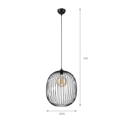Pendelleuchte an Kabel DESTELLO 1xE27/15W/230V Ø 32 cm schwarz