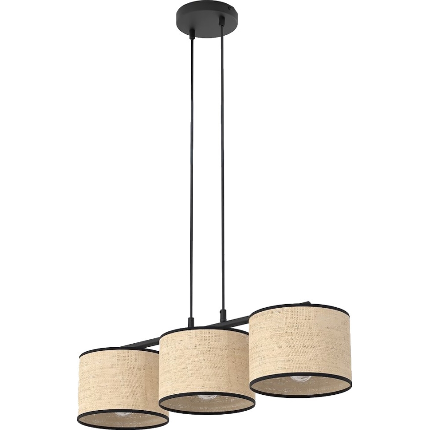 Pendelleuchte an Kabel ECO 3xE27/15W/230V beige/Rattan