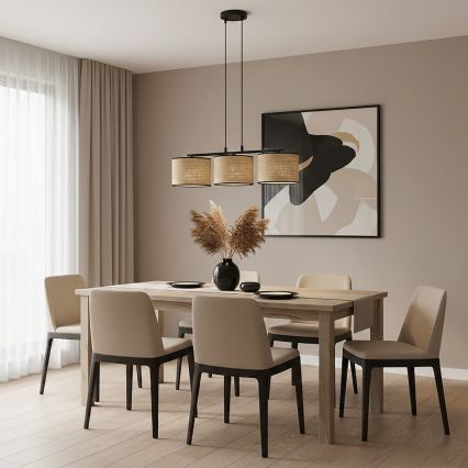 Pendelleuchte an Kabel ECO 3xE27/15W/230V beige/Rattan