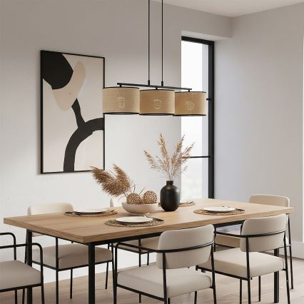 Pendelleuchte an Kabel ECO 3xE27/15W/230V beige/Rattan