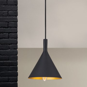 Pendelleuchte an Kabel GUNDA 1xE14/40W/230V Ø 16,5 cm schwarz/gold