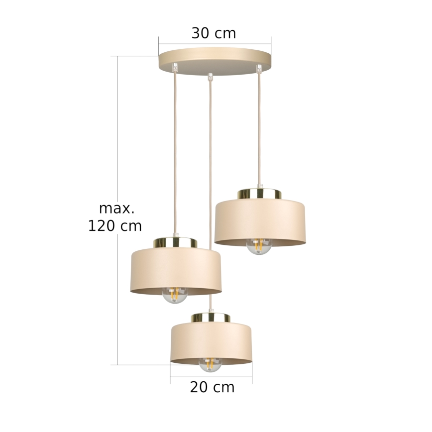 Pendelleuchte an Kabel IGNIA 3xE27/60W/230V beige/gold