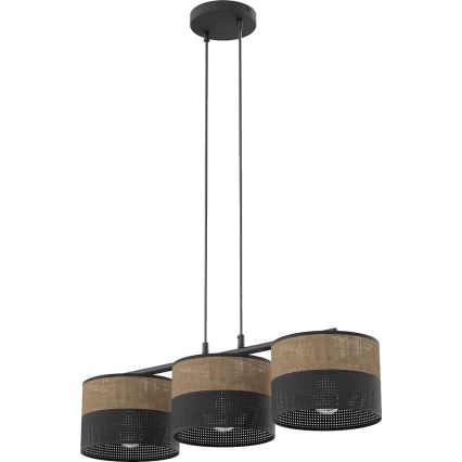 Pendelleuchte an Kabel KARBON, 3x E27/15W/230V, schwarz/braun